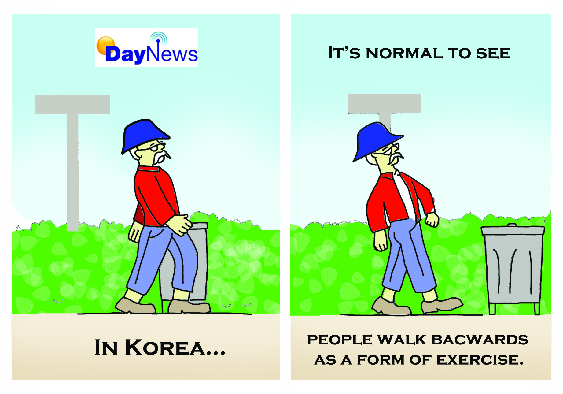 Korea - Walking Backwards - Day News Cartoon Of The Day