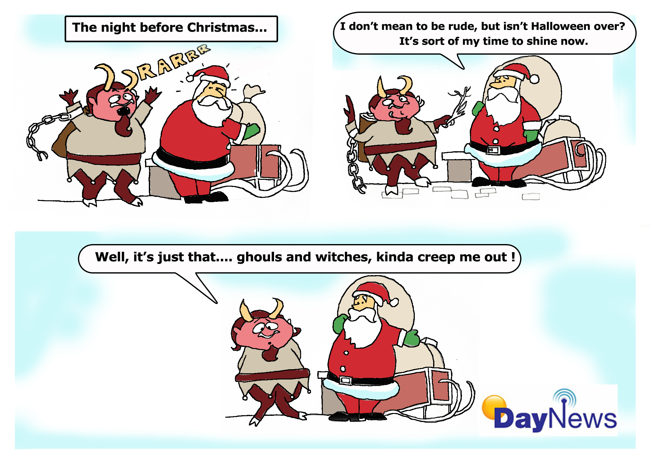 Krampus and Santa Claus - Day News Cartoon Of The Day