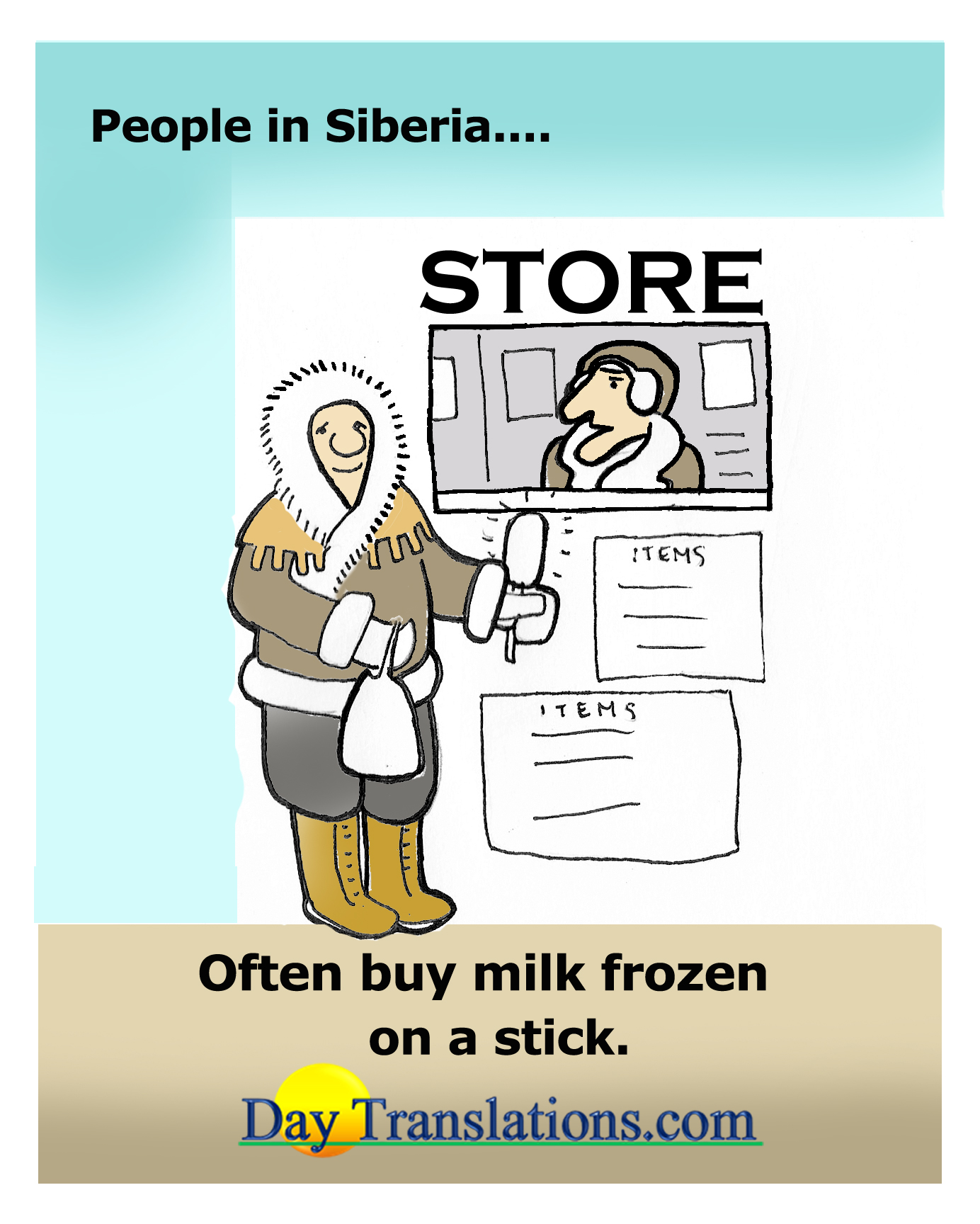 Siberia Frozen Milk on Stick - Day News Cartoon Of The Day