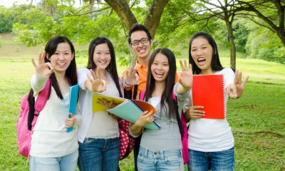 Asian Students Doing Ok Sign