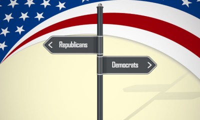 Street Sign Showing Way To Republicans And Democrats